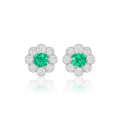 Juno Daisy Stud Earrings – Colombian Green Emerald