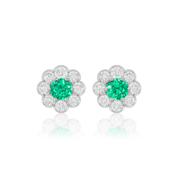 Juno Daisy Stud Earrings – Colombian Green Emerald