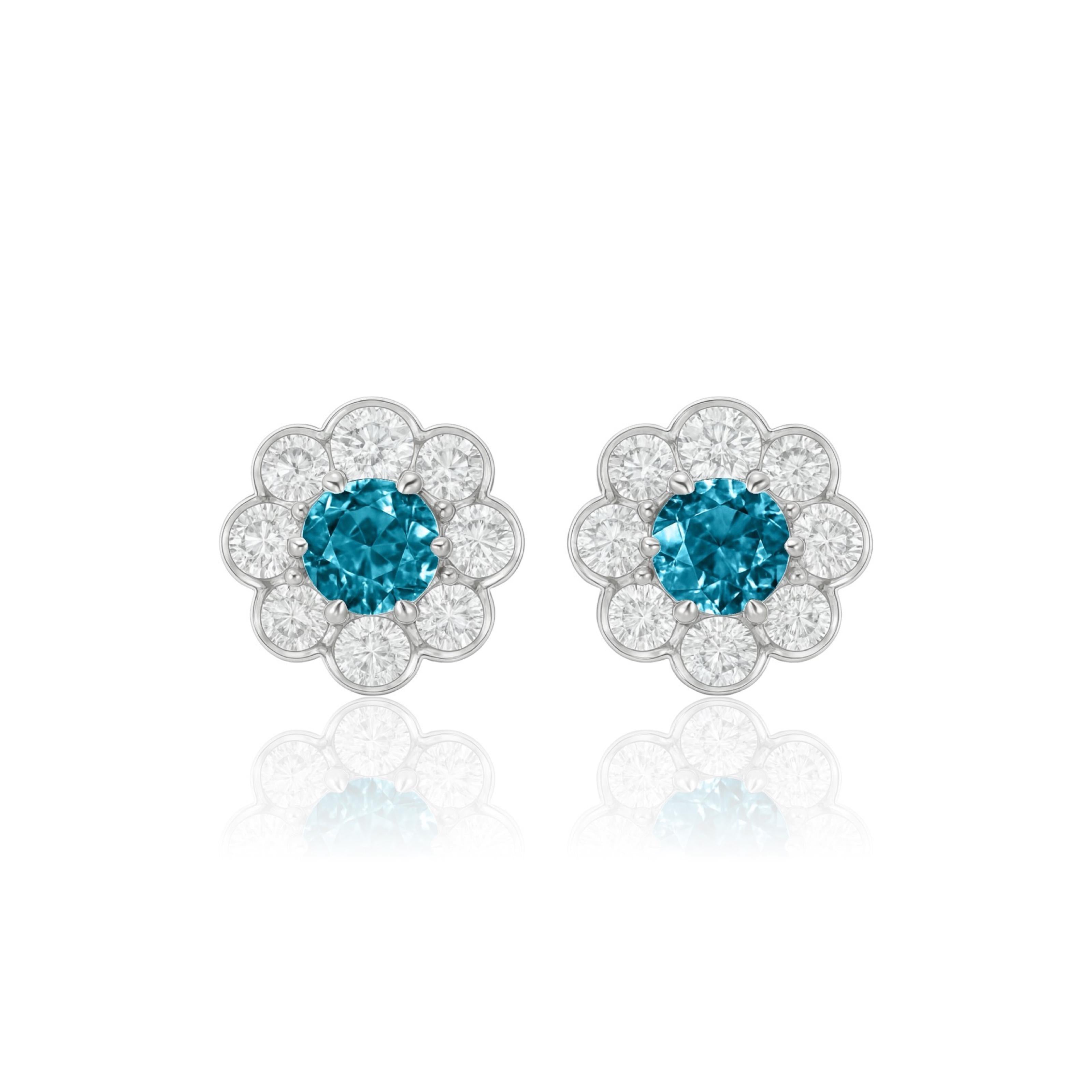 Juno Daisy Stud Earrings – Teal Blue Spinel