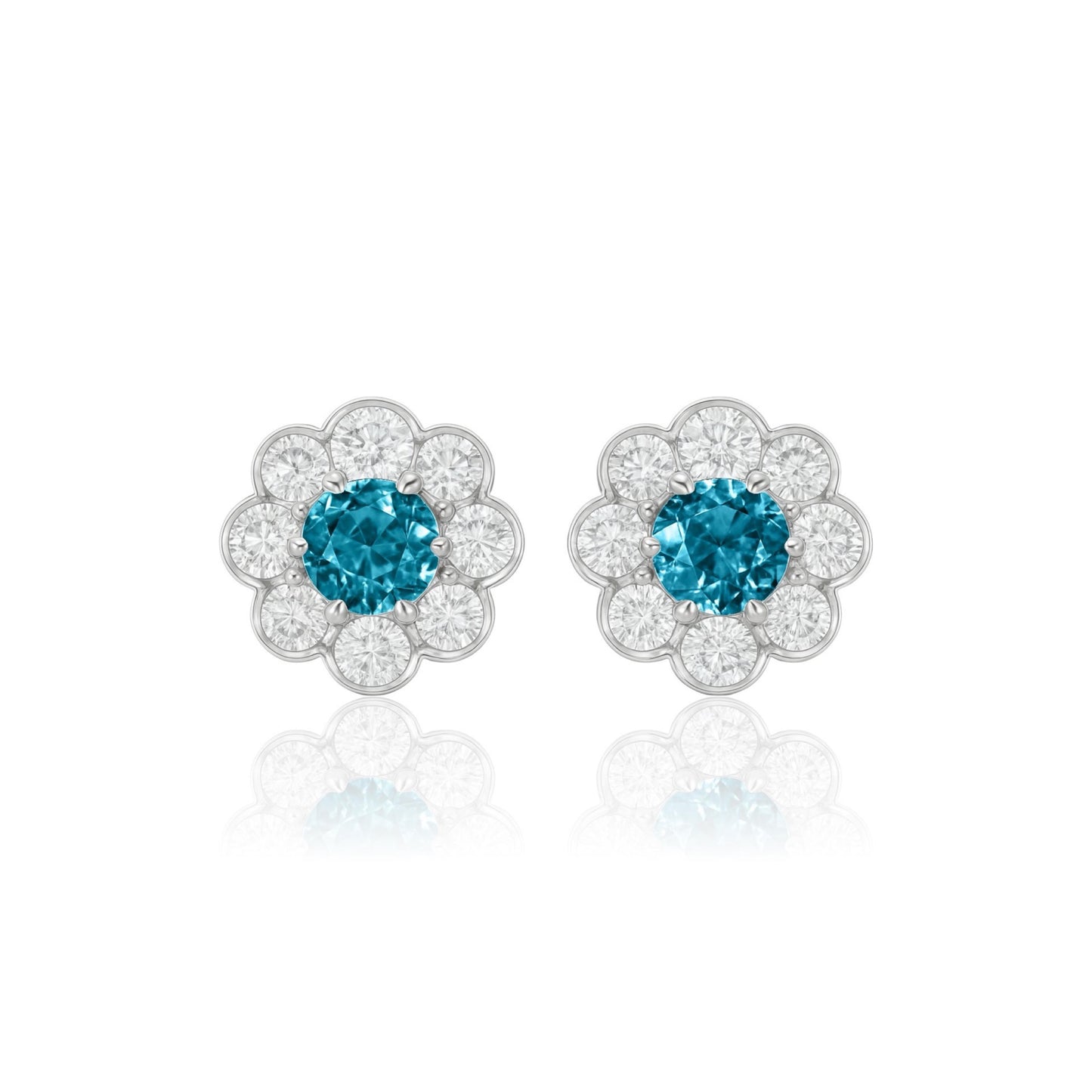Juno Daisy Stud Earrings – Teal Blue Spinel