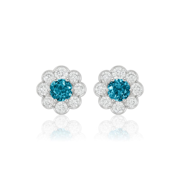 Juno Daisy Stud Earrings – Teal Blue Spinel