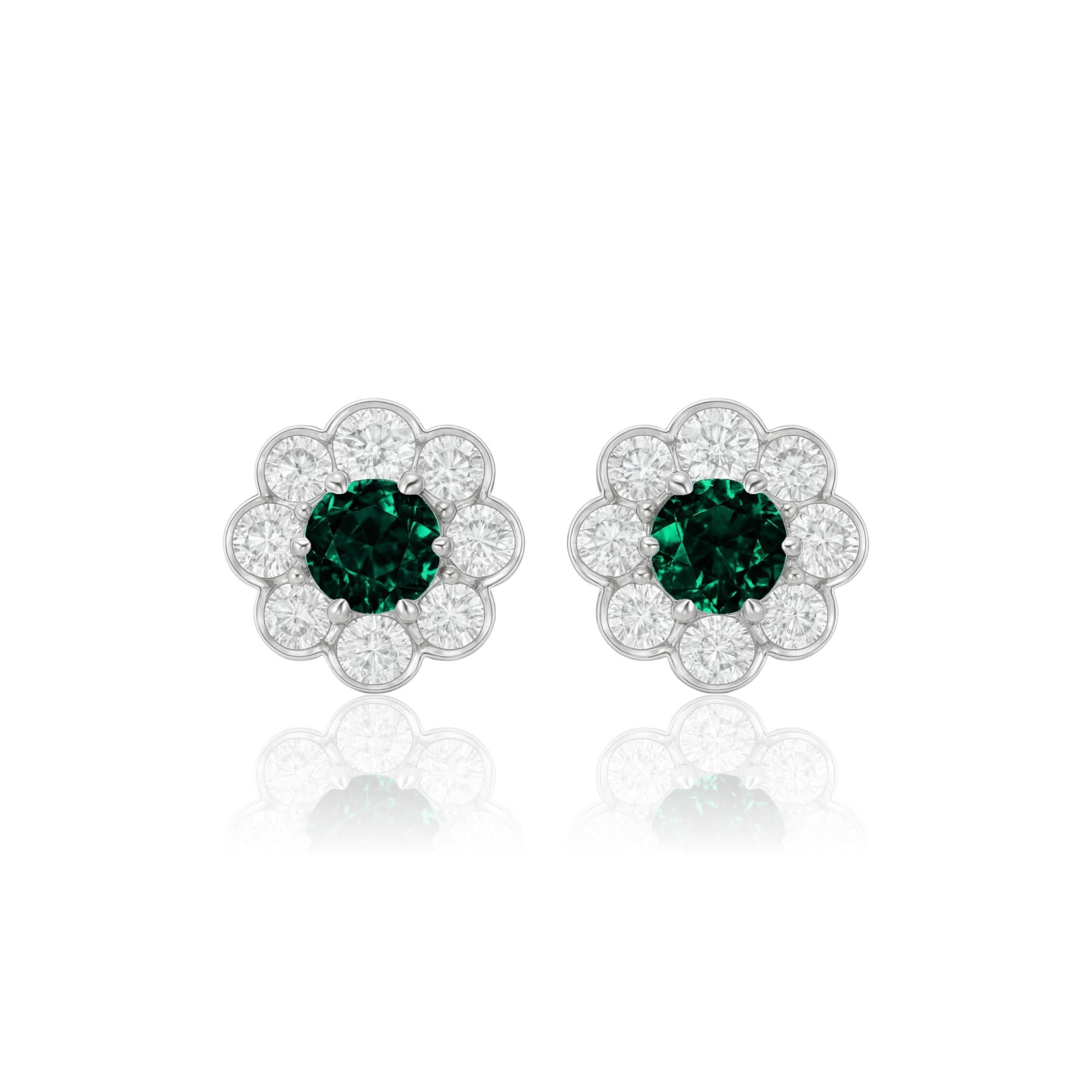 Juno Daisy Stud Earrings – Zambian Green Emerald