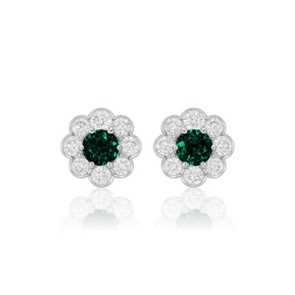 Juno Daisy Stud Earrings – Zambian Green Emerald
