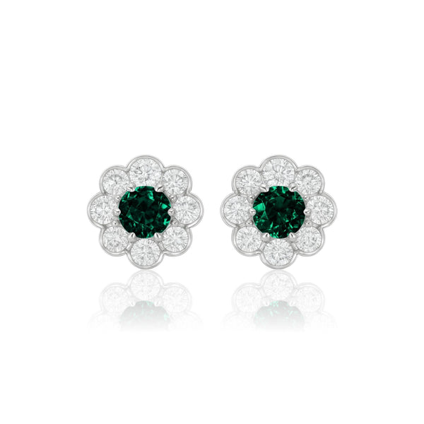 Juno Daisy Stud Earrings – Zambian Green Emerald