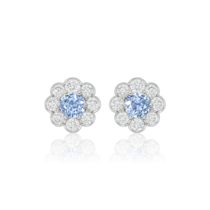 Juno Daisy Stud Earrings – Light Blue Aquamarine