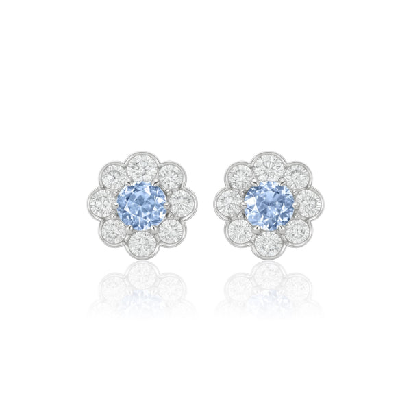 Juno Daisy Stud Earrings – Light Blue Aquamarine