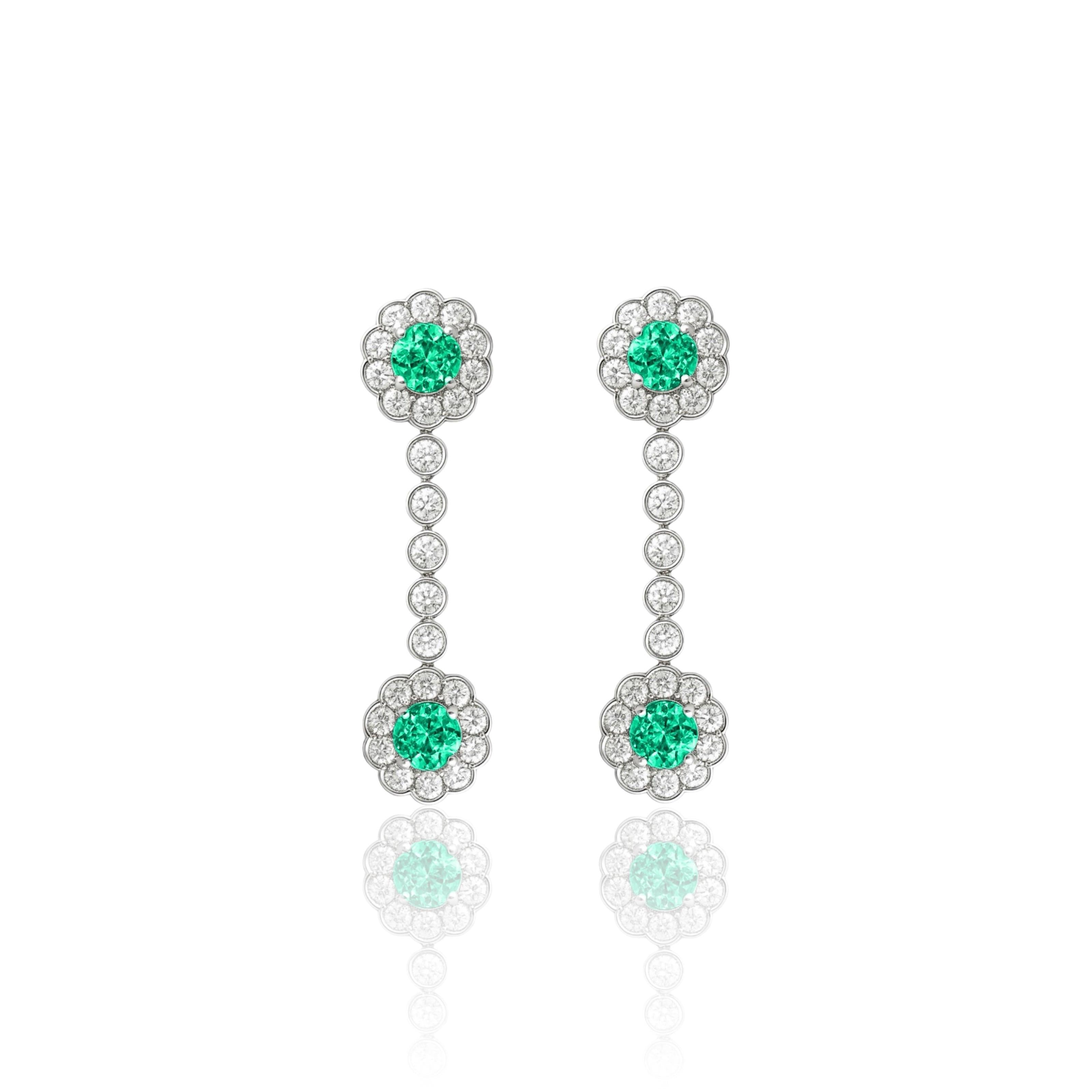 Juno Daisy Drop Earrings – Colombian Green Emerald