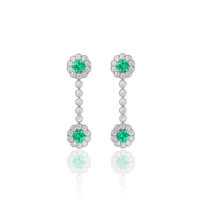 Juno Daisy Drop Earrings – Colombian Green Emerald
