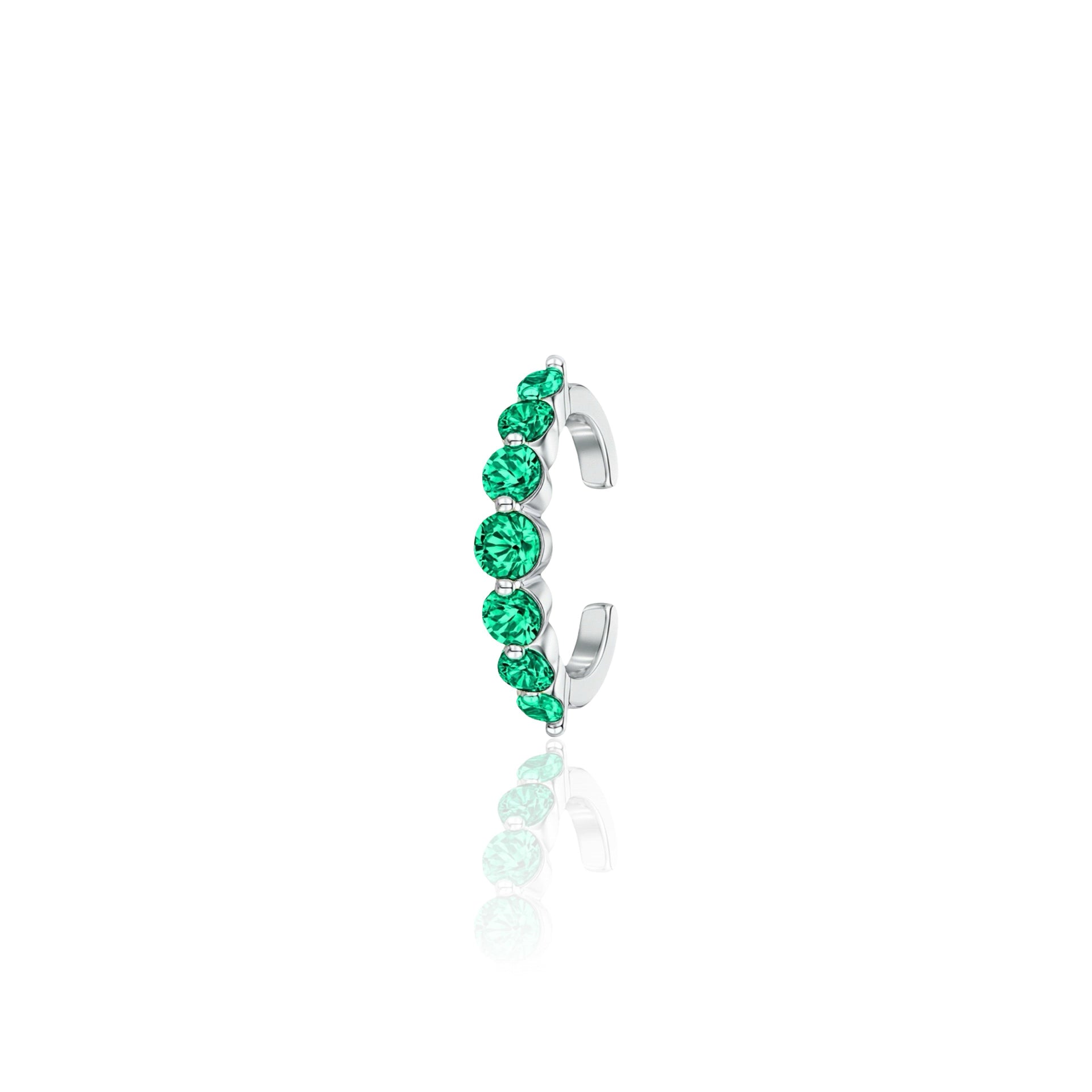 Juno Graduated Ear Cuff – Colombian Green Emerald