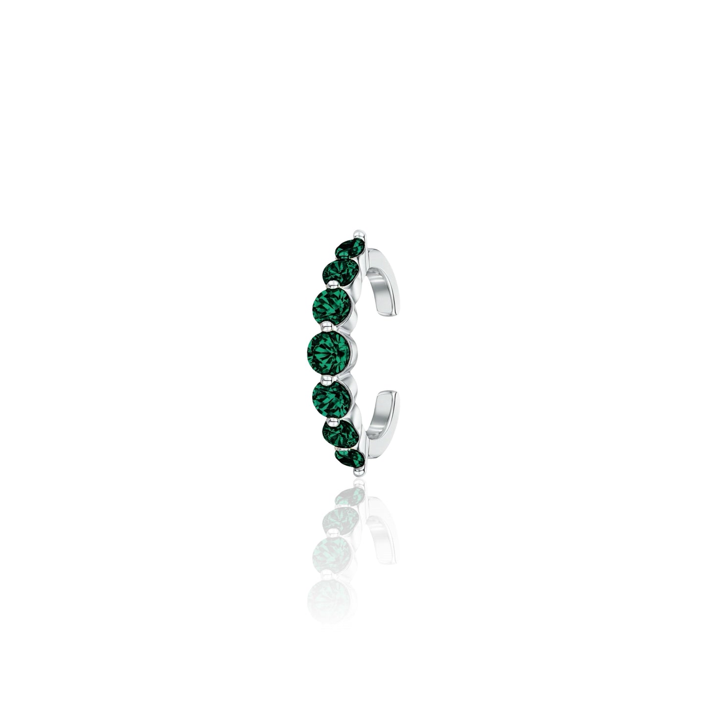 Juno Graduated Ear Cuff – Zambian Green Emerald