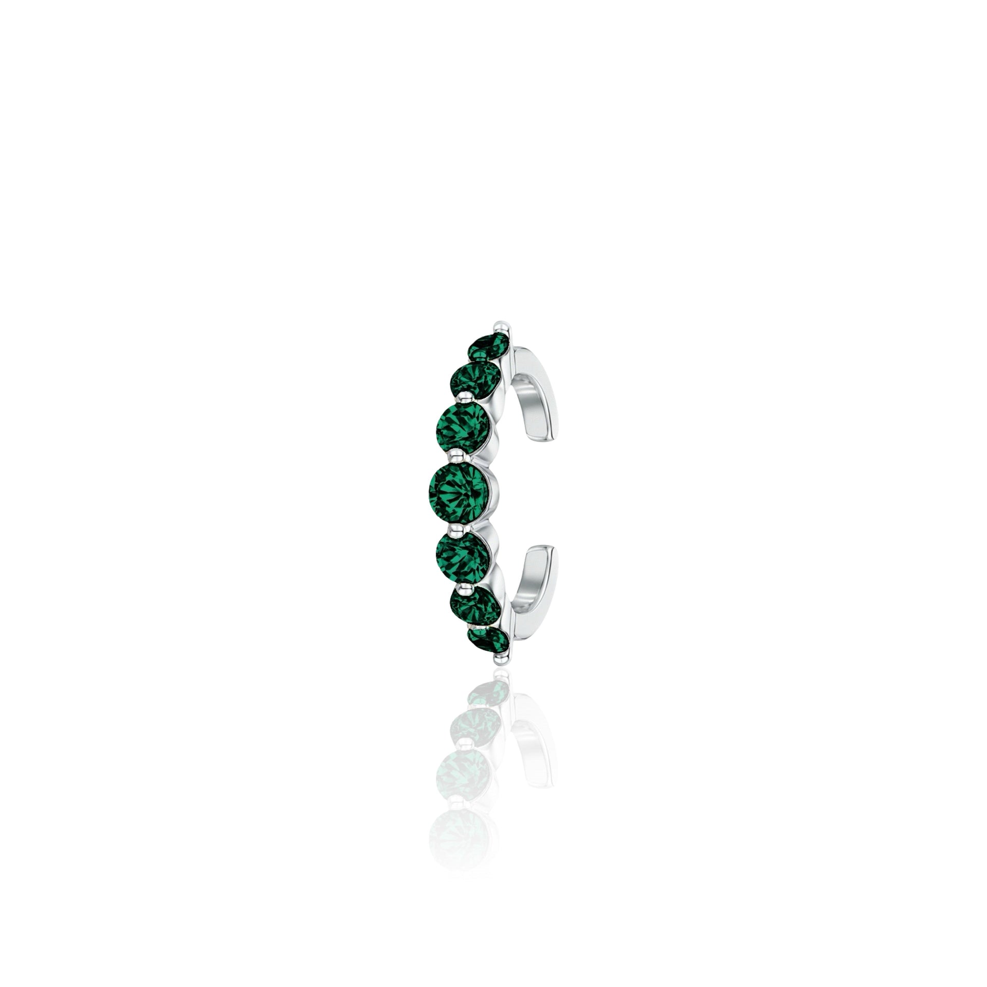 Juno Graduated Ear Cuff – Zambian Green Emerald