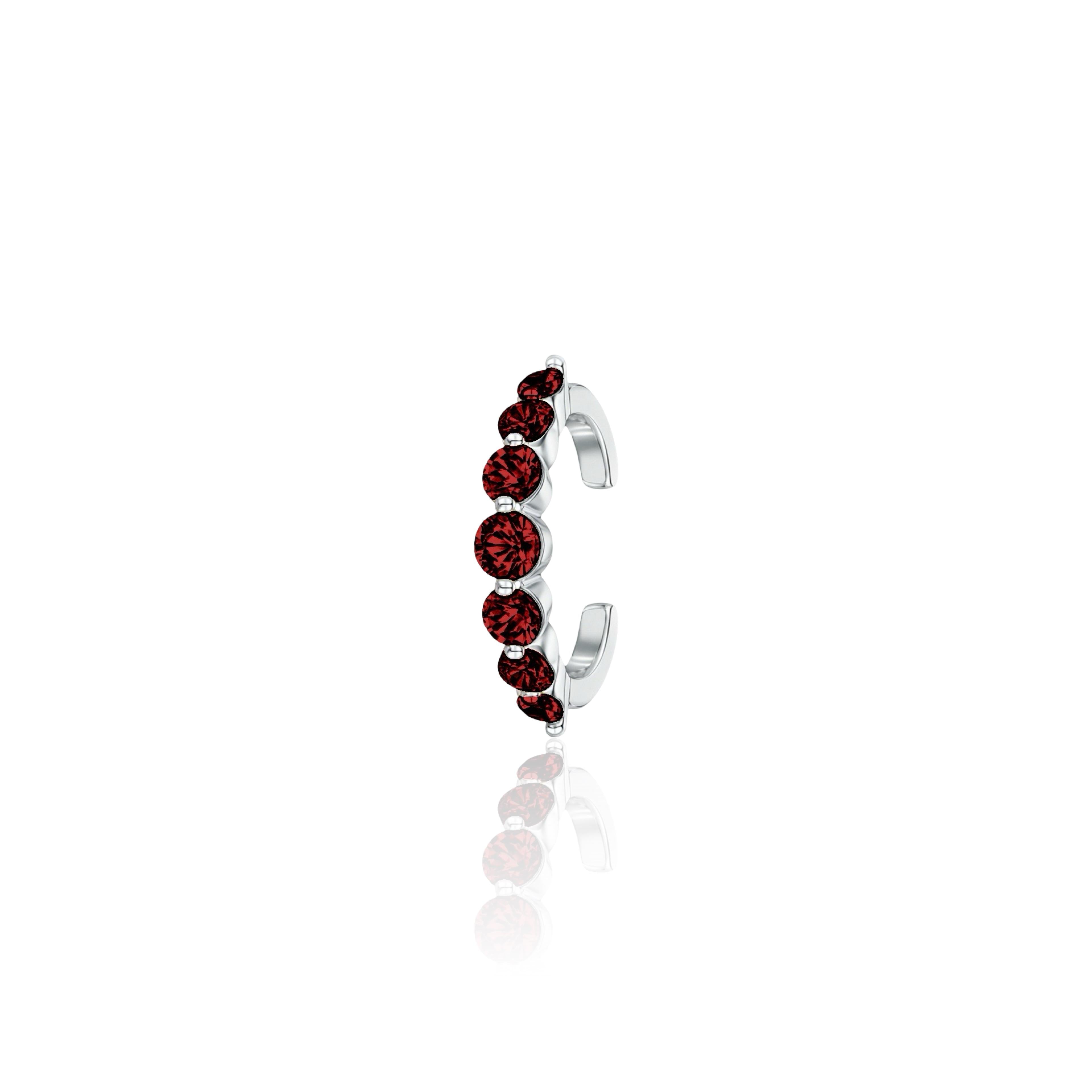 Juno Graduated Ear Cuff – Deep Red Garnet
