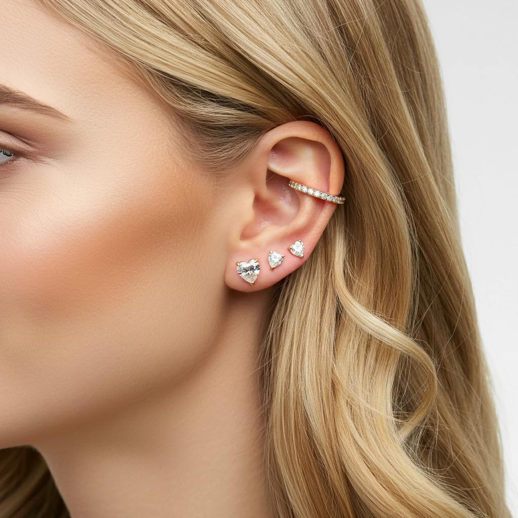 Amore Stud Earrings – White Diamond