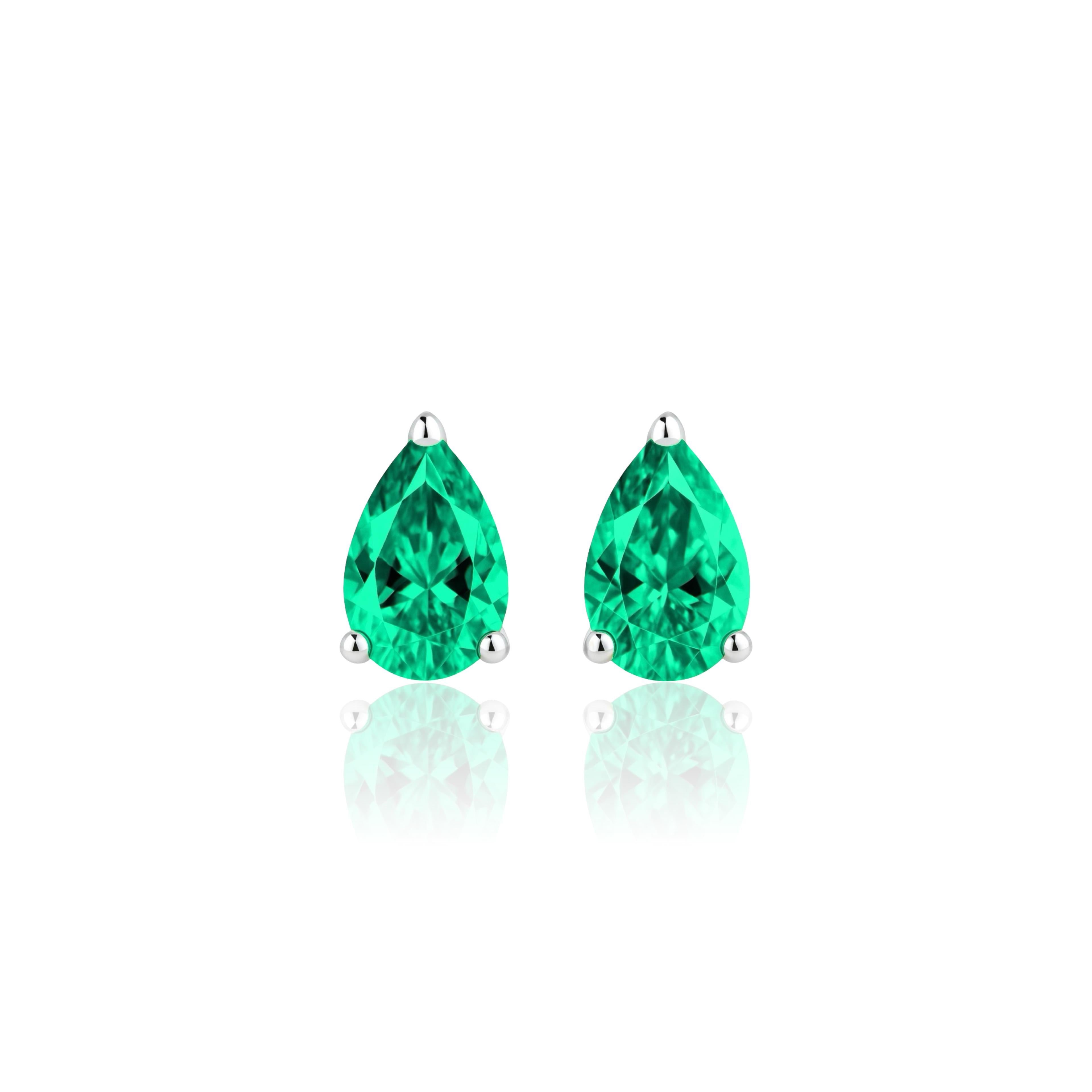 Nova Mini Stud Earrings – Colombian Green Emerald