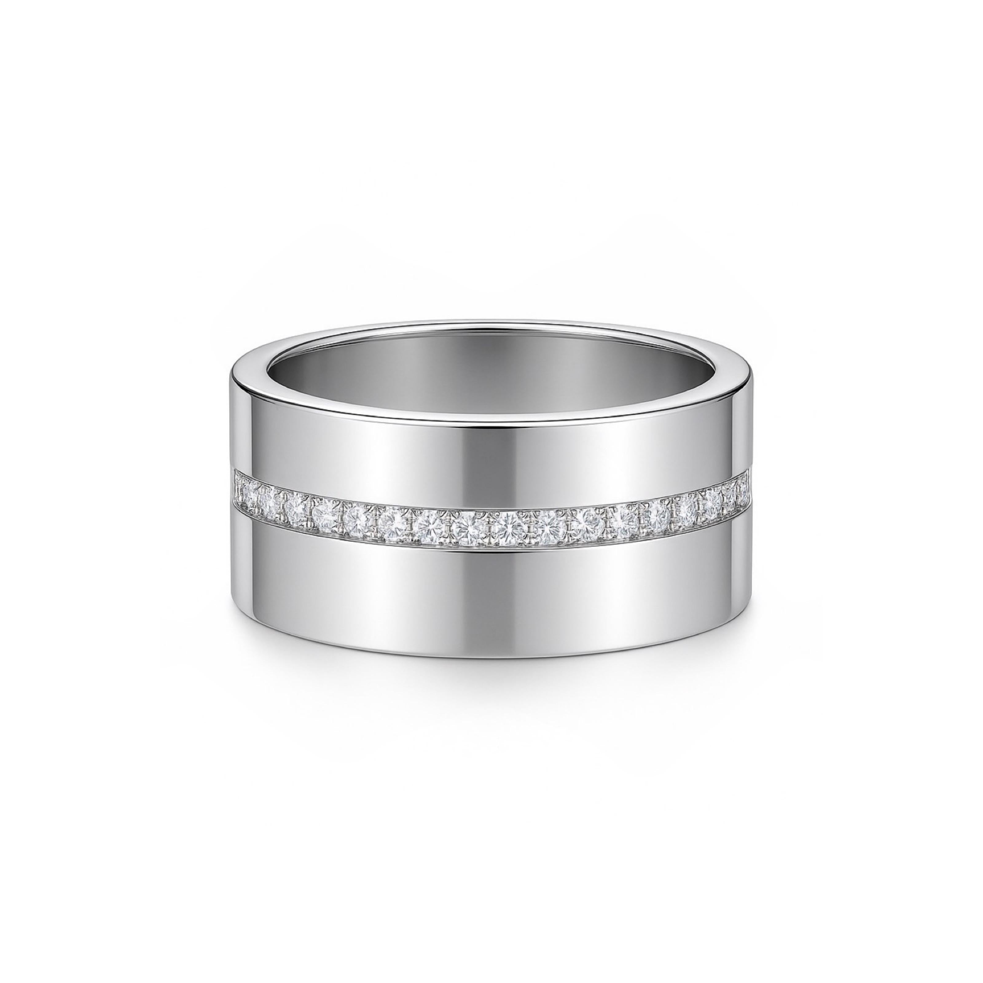 Linea Stripe Band Ring – White Diamond