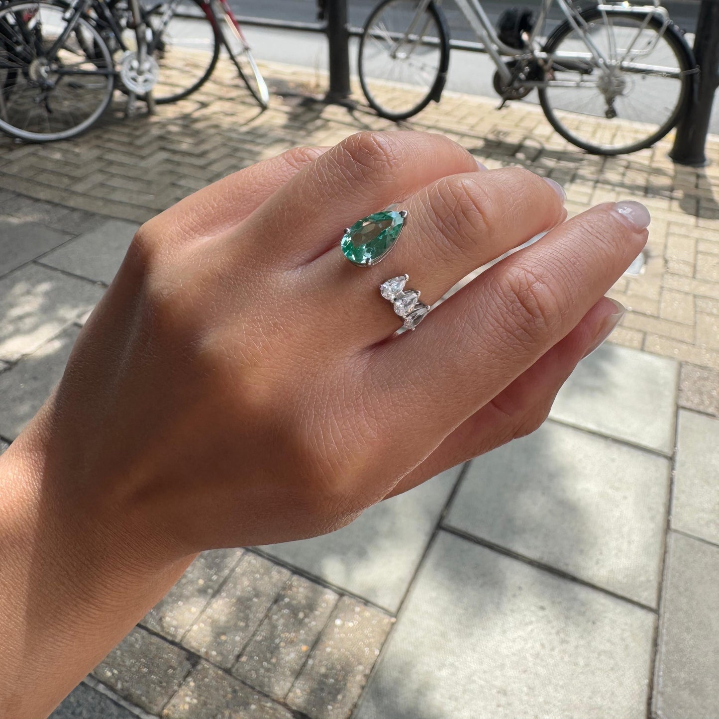 Nova Flare Open Ring – Zambian Green Emerald
