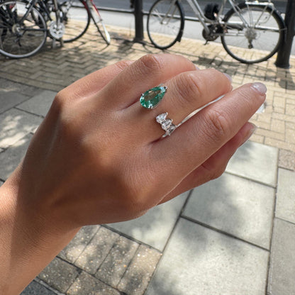 Nova Flare Open Ring – Zambian Green Emerald
