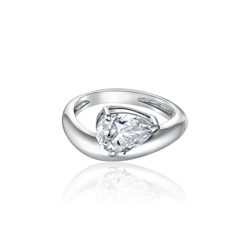 Nova Wave Solitaire Ring – White Diamond