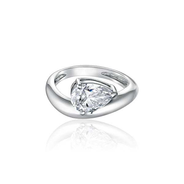 Nova Wave Solitaire Ring – White Diamond