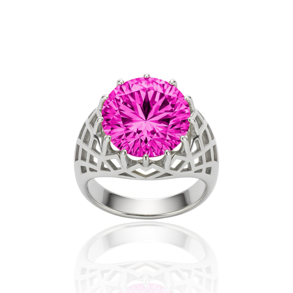 Juno Trellis Ring – Vivid Pink Sapphire