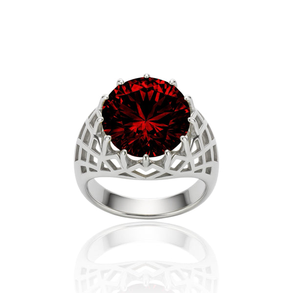 Juno Trellis Ring – Deep Red Garnet