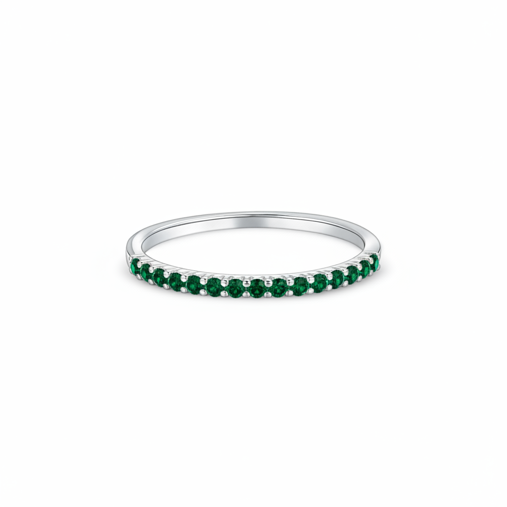 Linea Demi Ring – Zambian Green Emerald