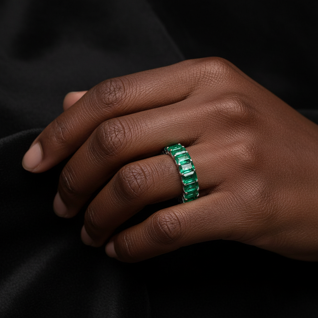 Nexus Eternity Ring – Colombian Green Emerald