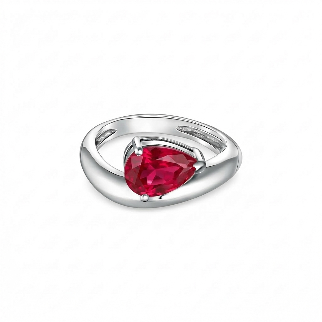 Nova Wave Solitaire Ring – Red Ruby