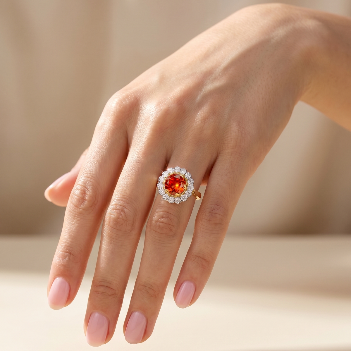Juno Daisy Ring – Orange Padparadscha Sapphire