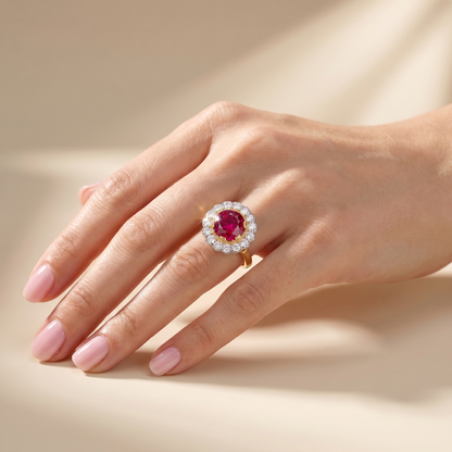 Juno Daisy Ring – Red Ruby