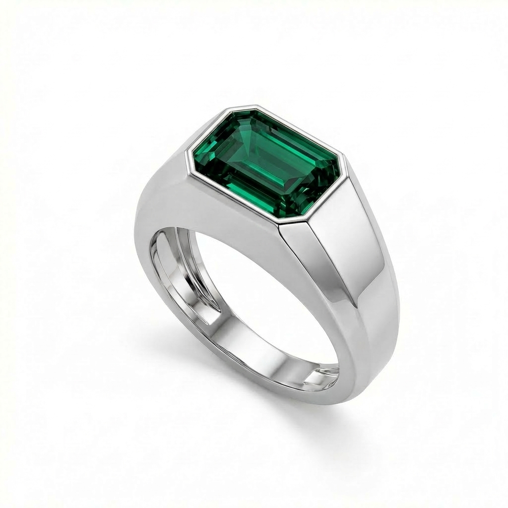 Nexus Signet Ring – Zambian Green Emerald
