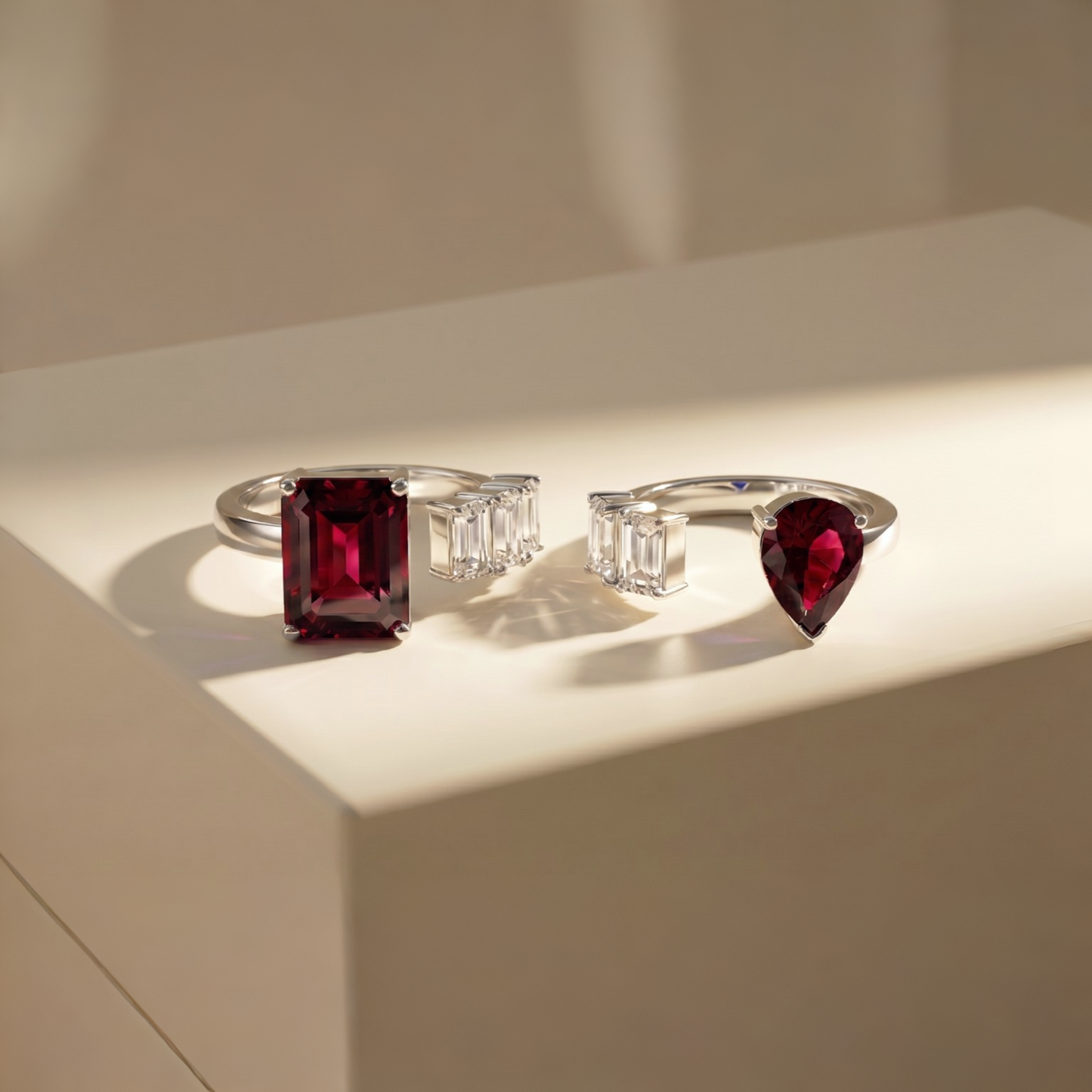 Nova Open Ring – Deep Red Garnet