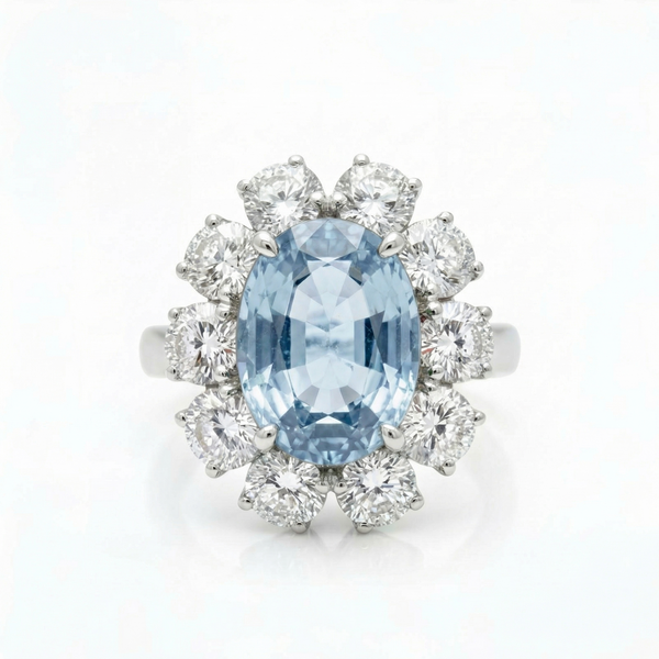 Velara Grand Halo Ring – Light Blue Aquamarine