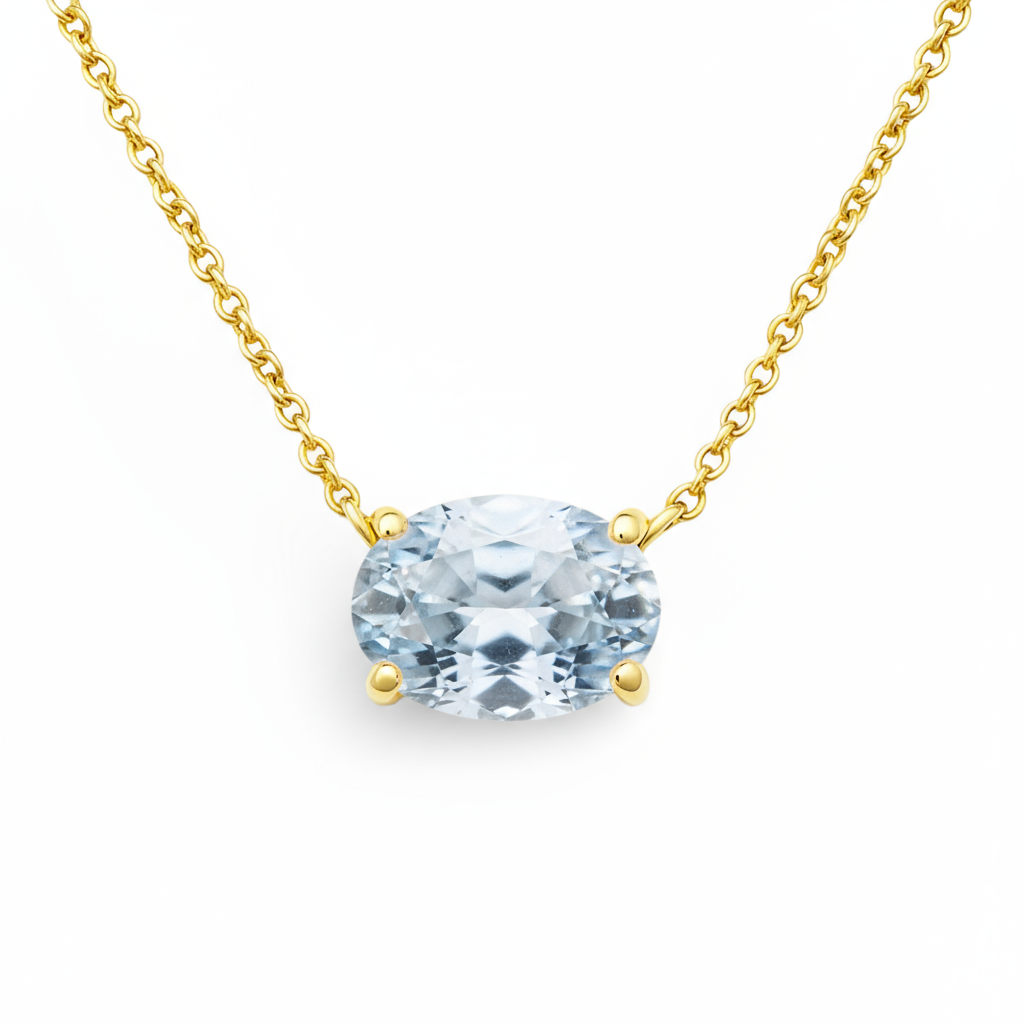 Velara Solitaire Necklace – Light Blue Aquamarine