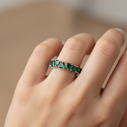 Amore Eternity Ring – Zambian Green Emerald