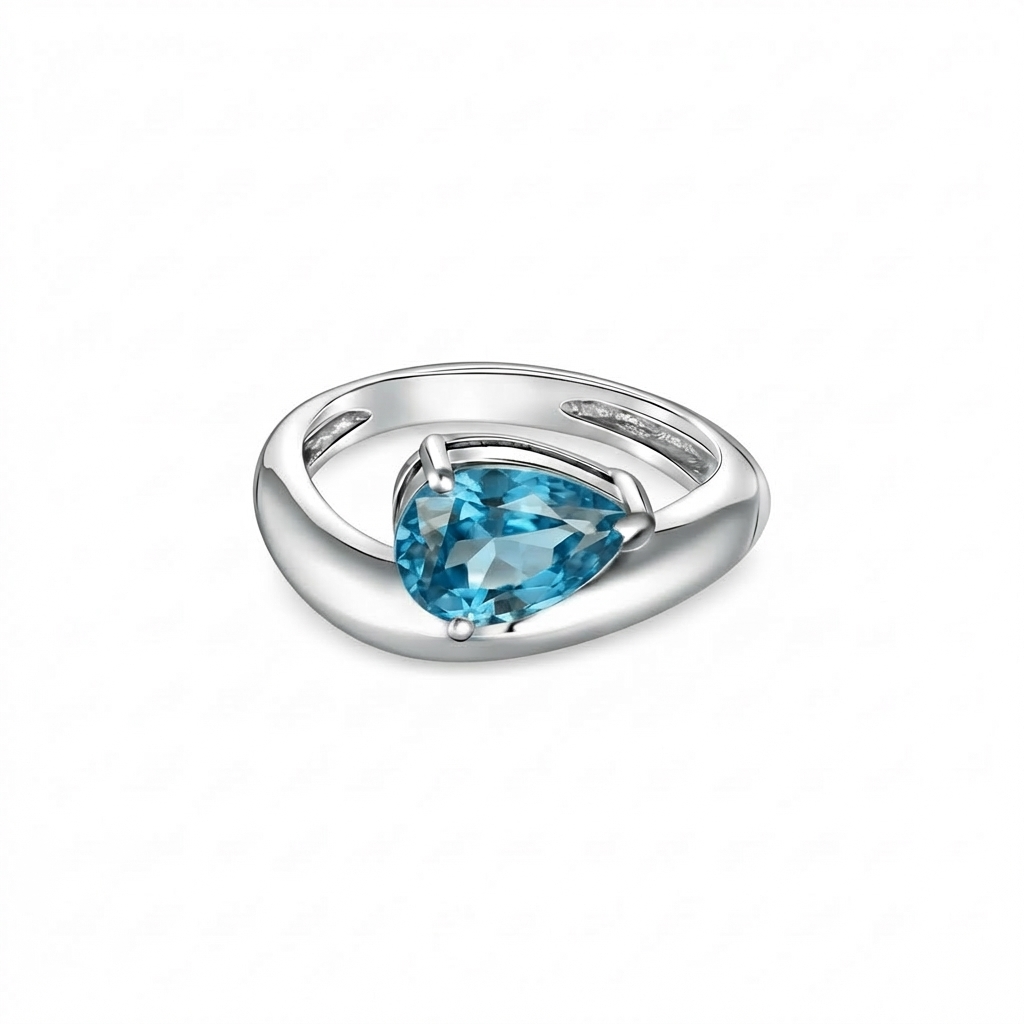 Nova Wave Solitaire Ring – Teal Blue Spinel