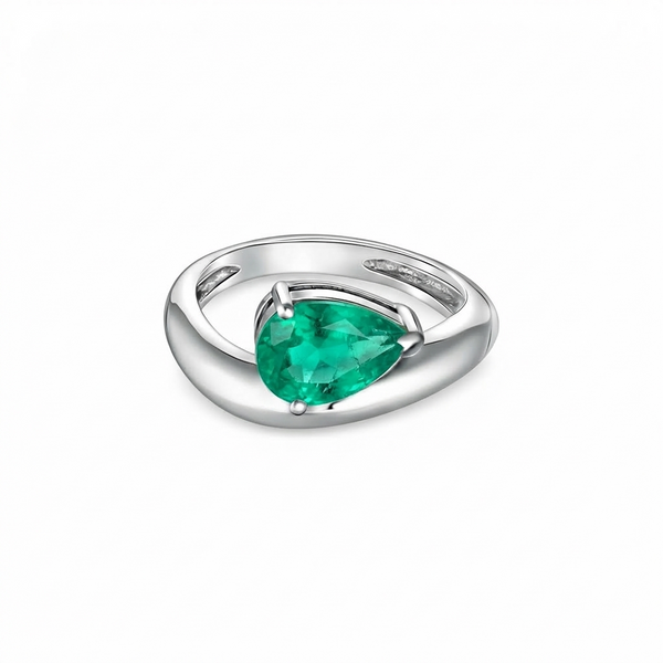 Nova Wave Solitaire Ring – Colombian Green Emerald