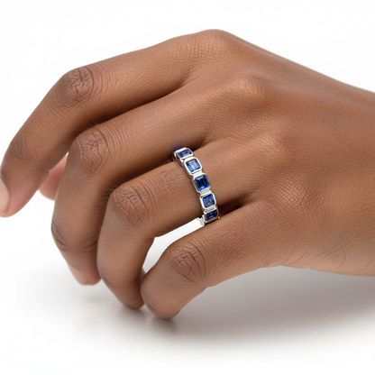 Nexus Lateral Eternity Ring – Blue Sapphire