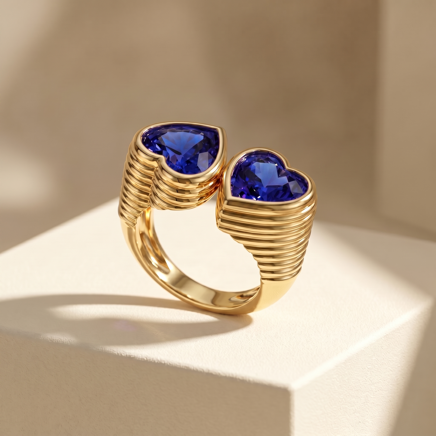 Amore Double Signet Ring – Blue Sapphire