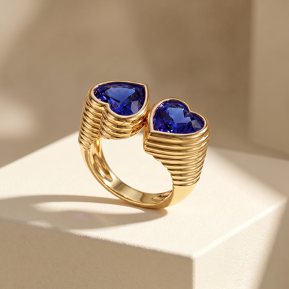 Amore Double Signet Ring – Blue Sapphire