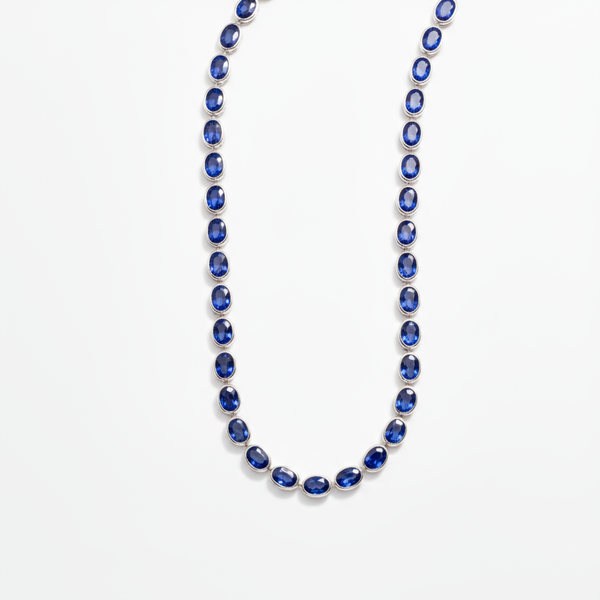 Velara Frame Tennis Necklace – Blue Sapphire
