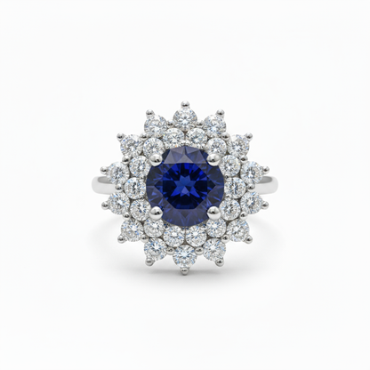Juno Flower Ring – Blue Sapphire