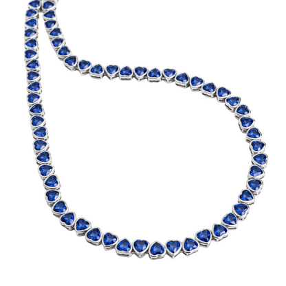 Amore Frame Tennis Necklace – Blue Sapphire