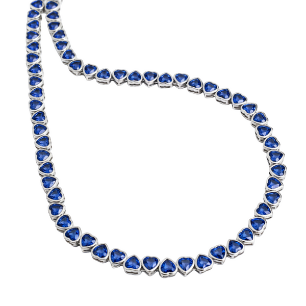 Amore Frame Tennis Necklace – Blue Sapphire