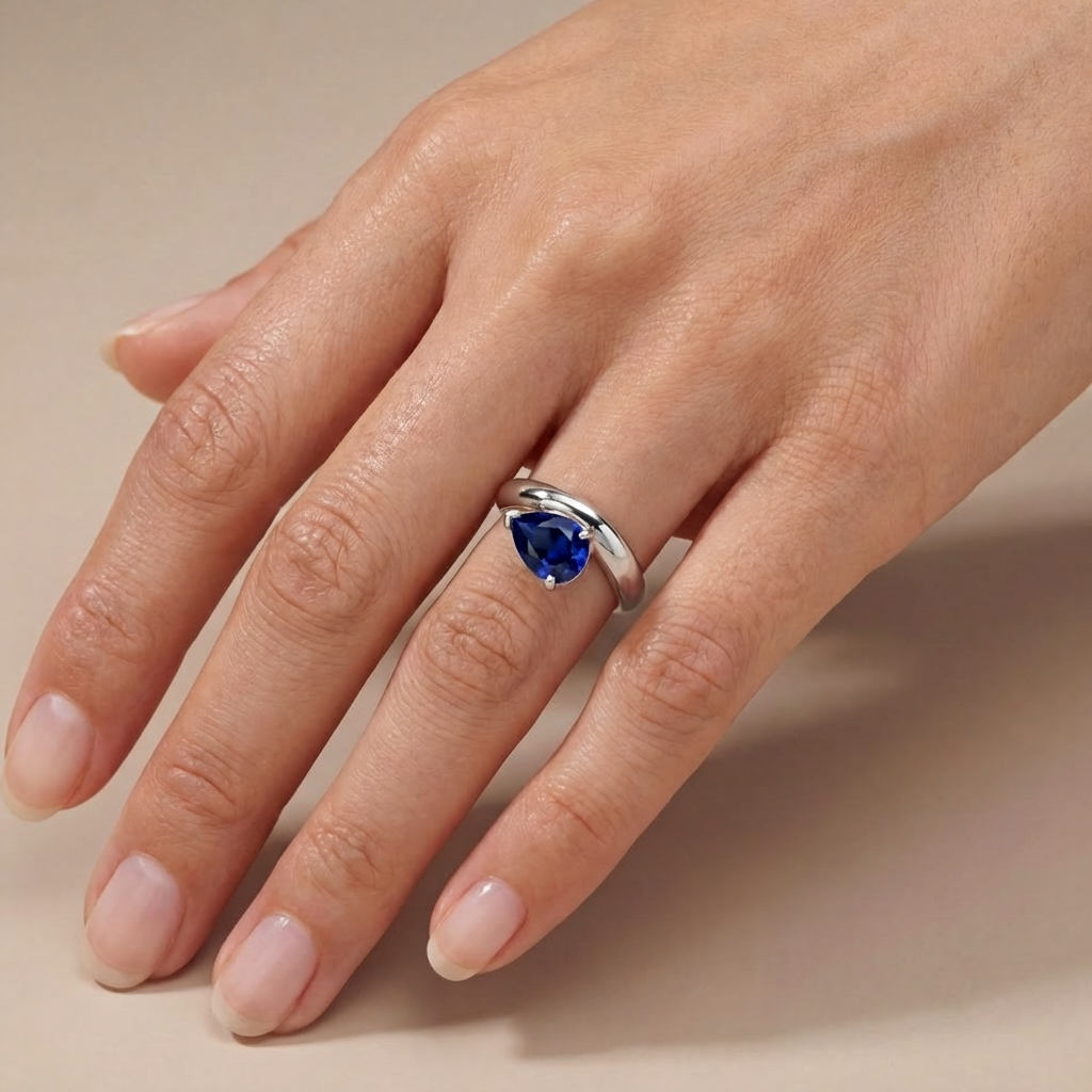Nova Wave Solitaire Ring – Blue Sapphire