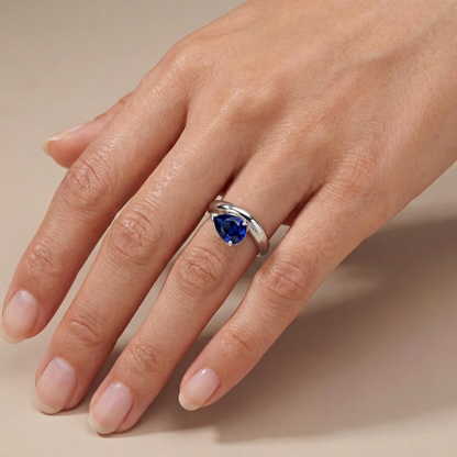 Nova Wave Solitaire Ring – Blue Sapphire