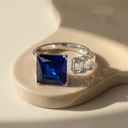 Aria Princess Open Ring – Blue Sapphire