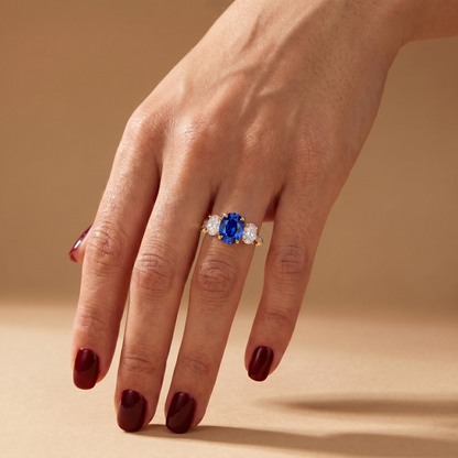 Velara Trilogy Pavé Ring – Blue Sapphire