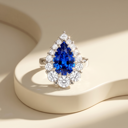 Nova Halo Ring – Blue Sapphire