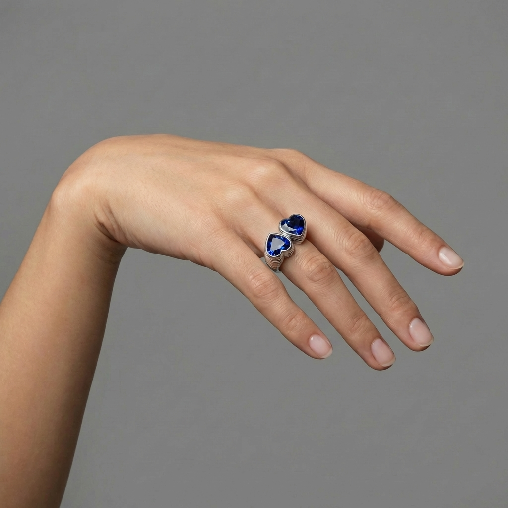Amore Double Signet Ring – Blue Sapphire